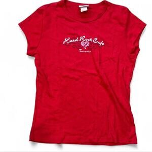 Y2k tourist Toronto cherry red Hard Rock Cafe Toronto baby tee womens M
